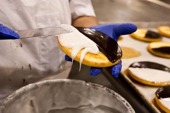 Photo of Icing Being Applied to a Sweet Sam's Cookie