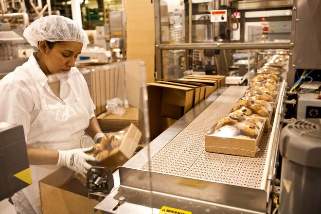 Photo of Worker Packaging Sweet Sam's Scones